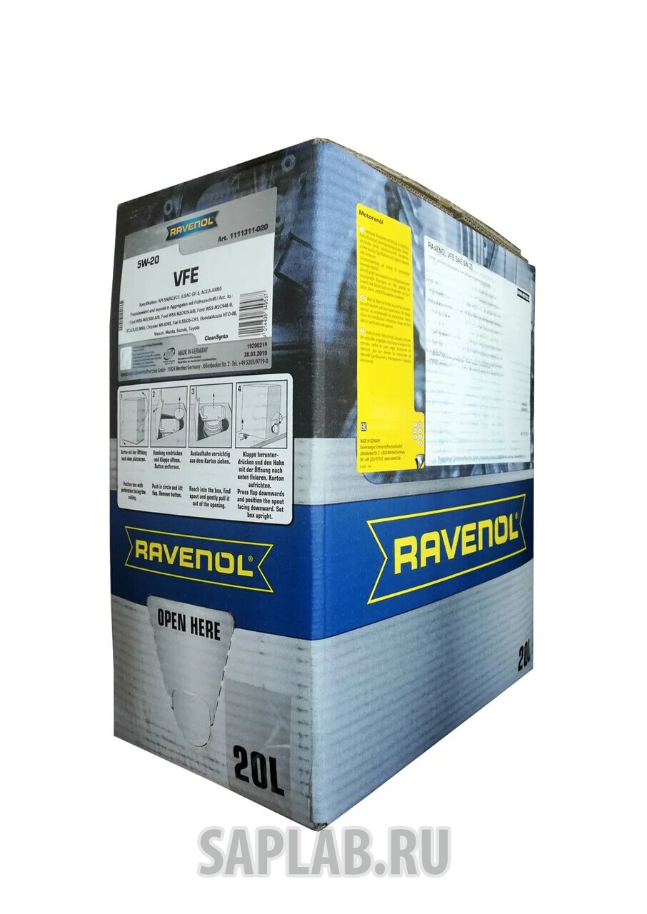 Купить RAVENOL 1111311B2001888 Моторное масло Ravenol VFE SAE 5W-20 20л