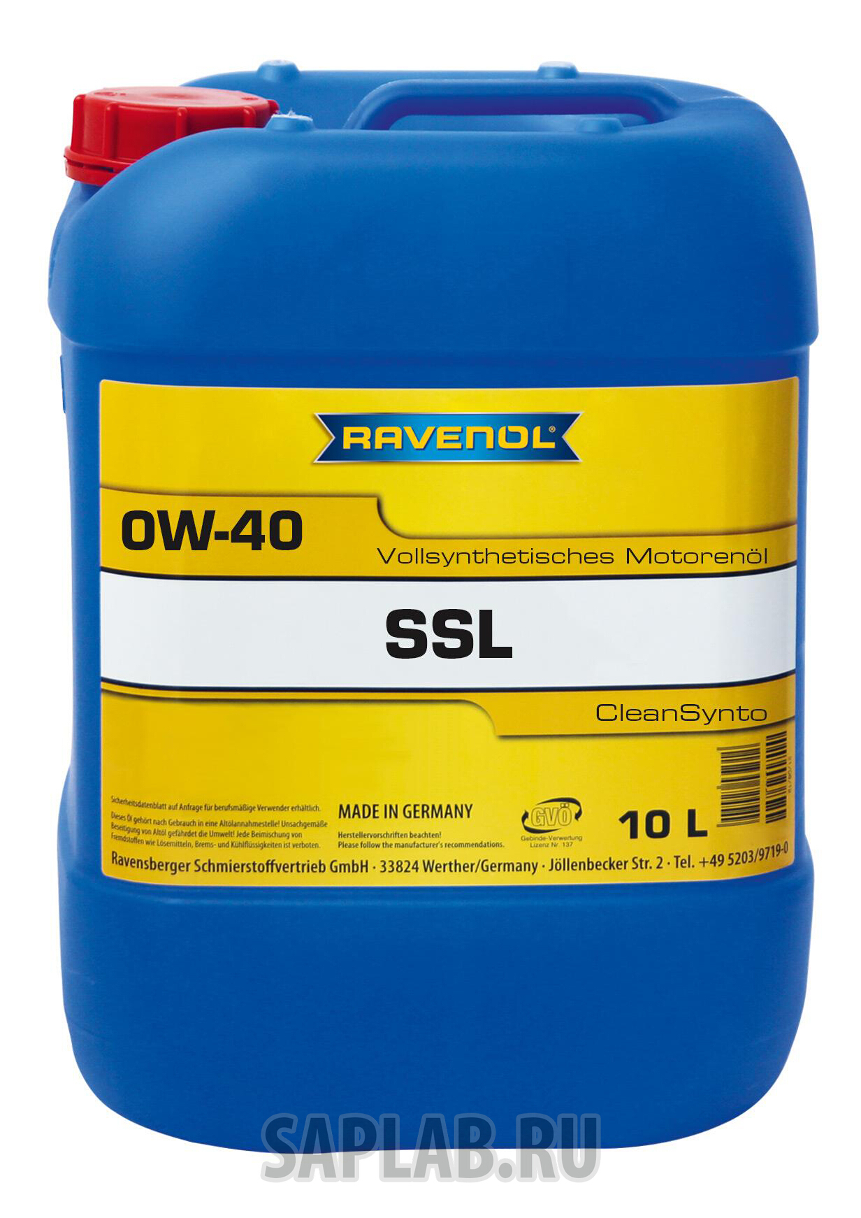 Купить RAVENOL 4014835718746 Моторное масло Ravenol Super Synthetik Oel SSL SAE 0W-40 10л
