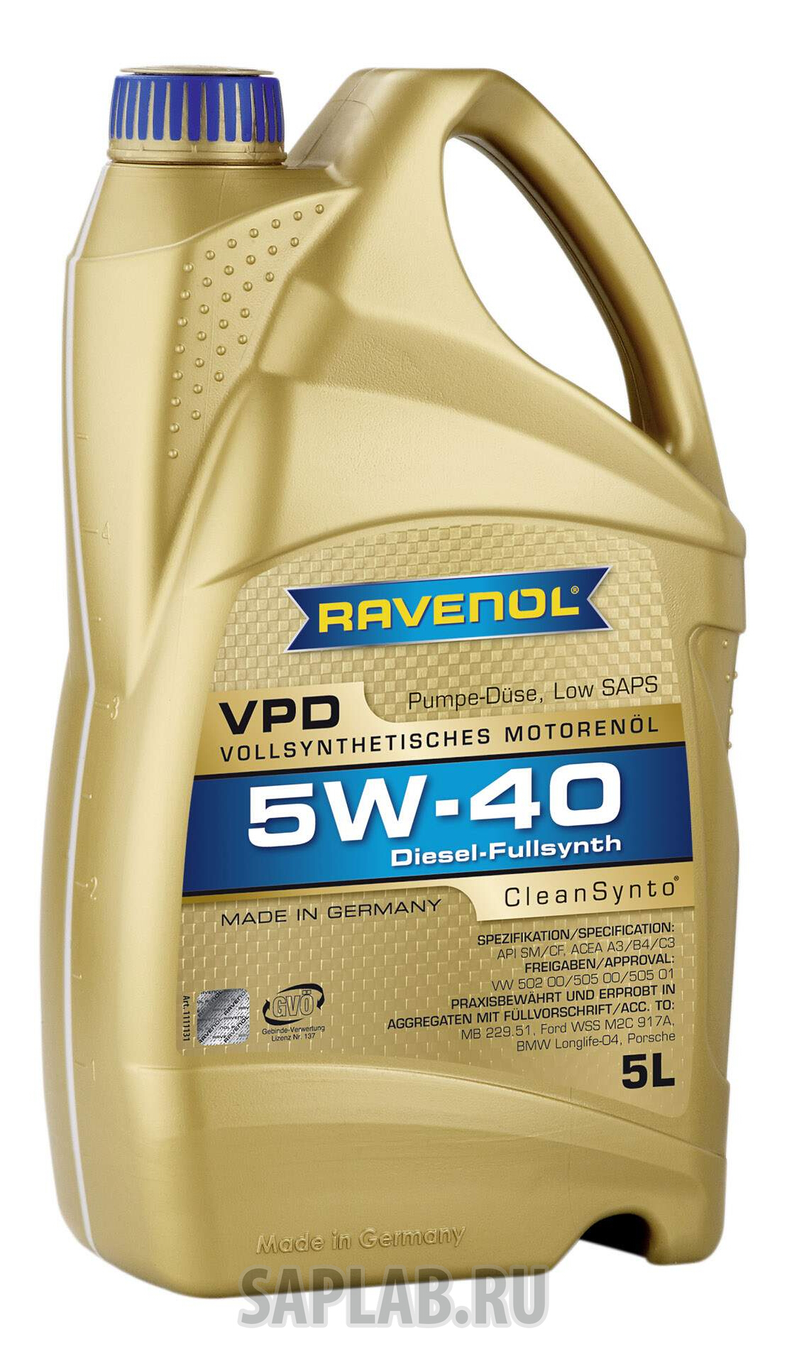 Купить RAVENOL 4014835723658 Моторное масло Ravenol VPD SAE 5W-40 5л