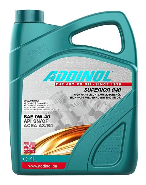 Купить запчасть ADDINOL - 4014766251015 Моторное масло Addinol Superior 0W-40 4л