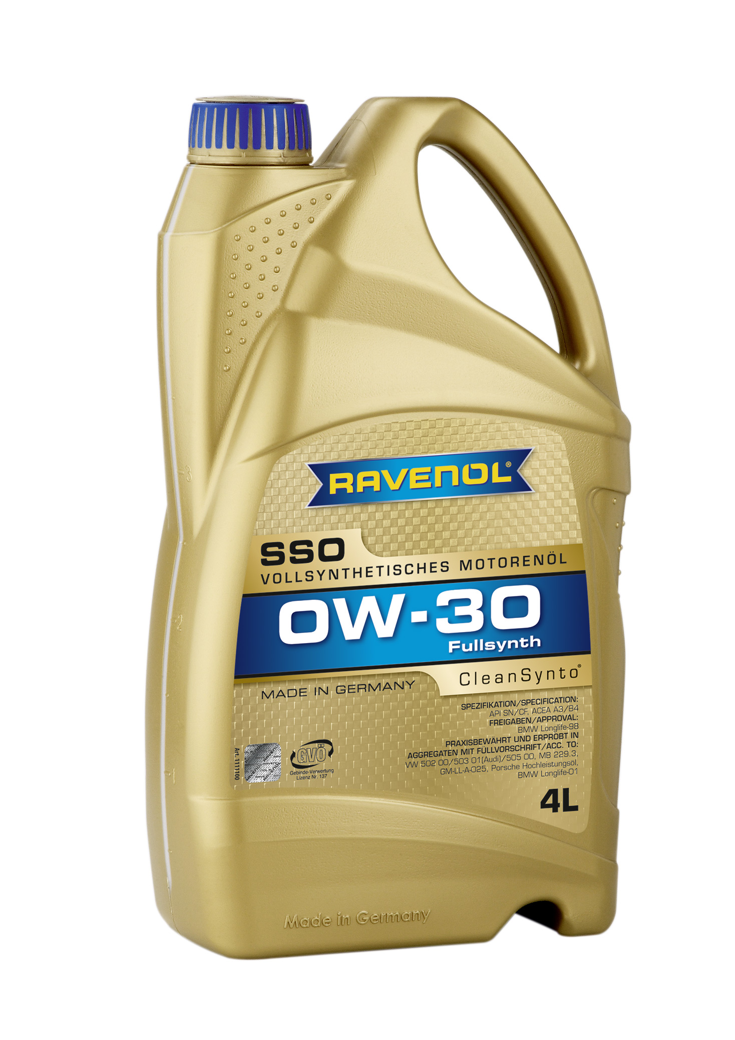 Купить RAVENOL 4014835718395 Моторное масло Ravenol SSO SAE 0W-30 4л