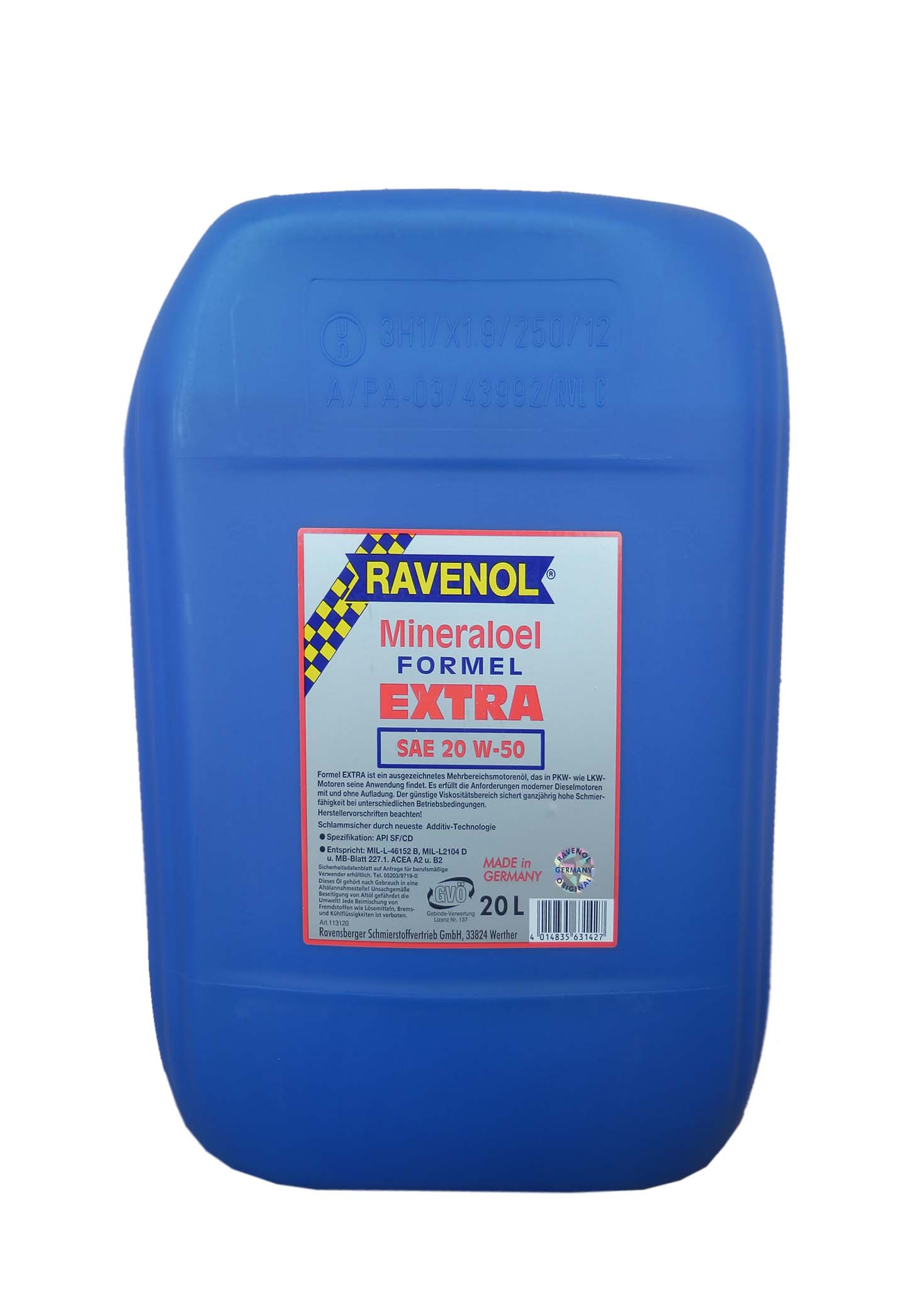 Купить RAVENOL 4014835631427 Моторное масло Ravenol Formel Extra SAE 20W-50 20л